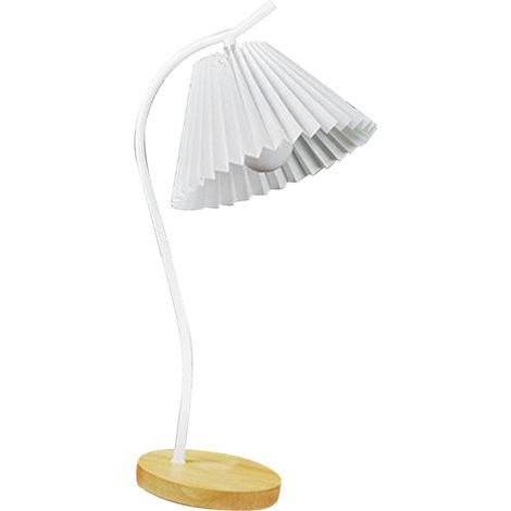 Lampe de table avec abat-jour plissé en tissu, lampe de chevet moderne en métal blanc pour chambre ou salon (1/5)