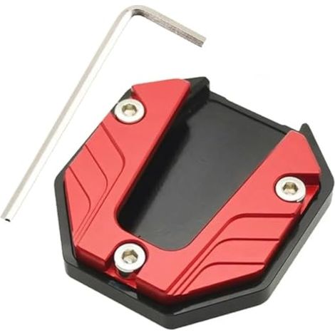 Coussinet de béquille de moto - 1 plaque d'extension antidérapante - Base élargie (rouge) - Aide à se garer en toute sécurité sur un sol mou