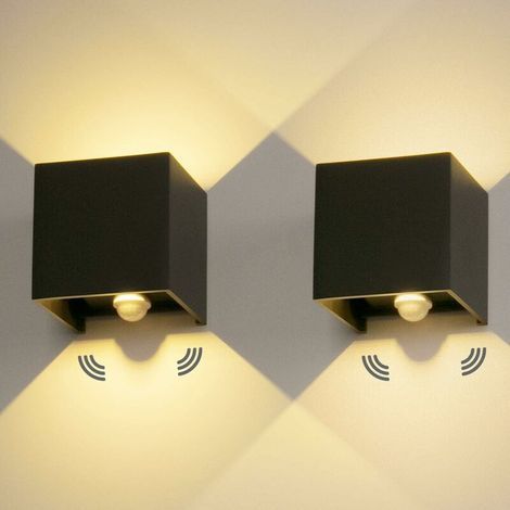 2 Stück LED-Außenwandleuchten 12W mit Bewegungsmelder 3000K Exte