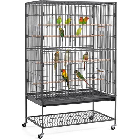 Homevive Jaula Grande para Pájaros Jaula para Loros para Mascota con Ruedas 93,5x56,5x153 cm