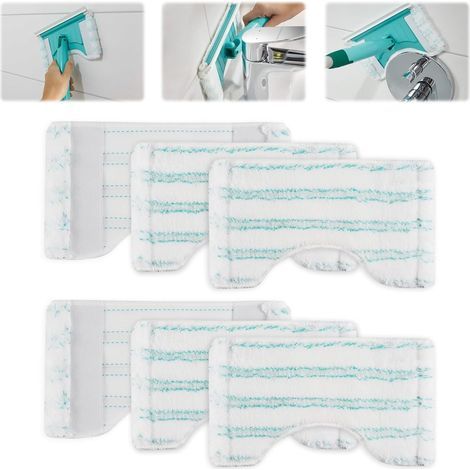 6 Pièces pour Leifheit Housse de Rechange pour Balai Nettoyeur de Douche Bath Cleaner Micro Duo Kit,20x12,5cm Microfibre pour Leifheit Bath Cleaner Micro Duo Télescope Rechange, pour Décontamination (1/5)