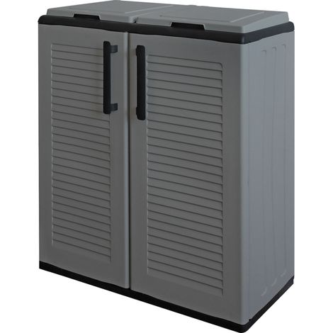 Armario bajo línea eco easy con reciclaje selectivo de 2 tapas, polipropileno, gris oscuro, 68 x 37 x 84 cm (1/5)