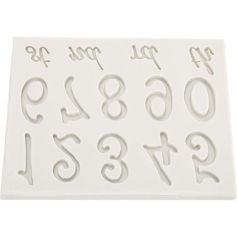 Lot de 6 moules silicone gris antiadhésifs pour gâteau, pâte à sucre, chocolat, motif chiffres alphabet maison (1/5)