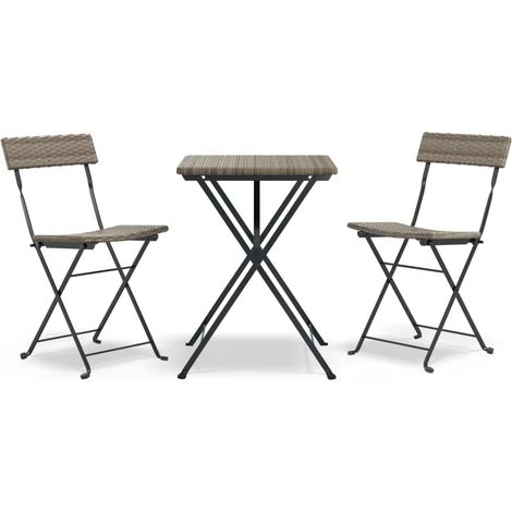 Maison Exclusive - 3-tlg. Bistro-Set Klappbar Grau Poly Rattan