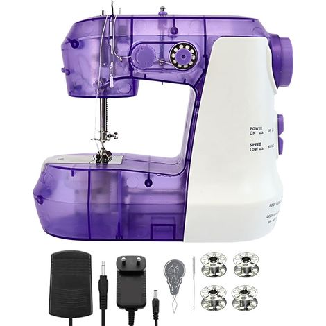 Mini máquina de coser eléctrica portátil de 7.2W con pedal y doble velocidad.