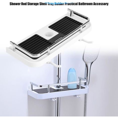 1 étagère de douche suspendue, chromée ABS, 30 x 12 cm, pour tringle 24 mm, salle de bain
