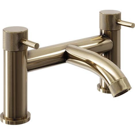 Luxury Solid Brass Round Lever Bath Filler Tap - Brushed Brass