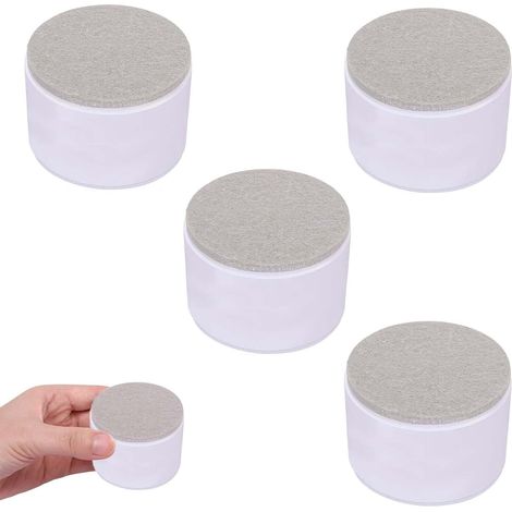 Rehausseurs de Meubles, 4 Pièces Pieds de Meuble à Coller, 6 cm de Longueur Rehausseur de Chaise, Pouvant Supporter 500kg, Peut Soulever 5 cm pour Armoire, Canapés, Rond, Blanc (1/5)