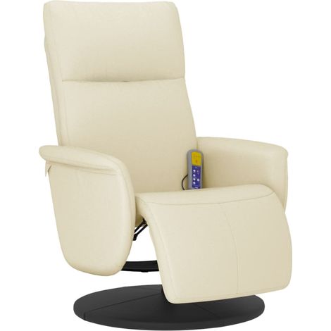 Fauteuil de Salon,Chaise,Fauteuil inclinable de massage et repose-pieds crème similicuir CFW627206 (1/5)