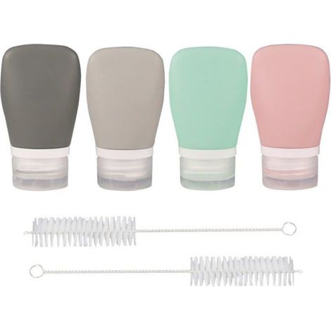 Bouteille À Presser - 60 ml - En Silicone Alimentaire - Pour Vinaigrette Et Condiments - Lot De 4 Avec 2 Brosses De Nettoyage