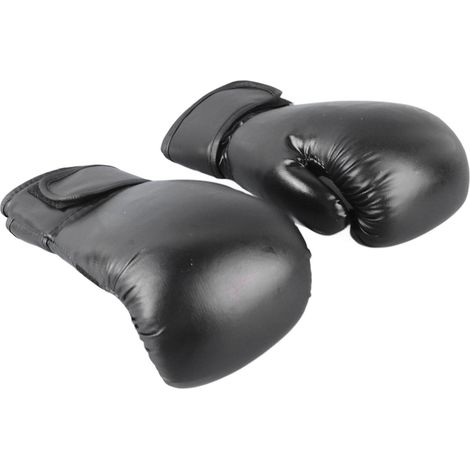 Schwarze 8-Unzen-Boxhandschuhe für den Boxsack, angenehm zu tragen, aus PU mit Klettverschluss für sicheren Halt, Boxzubehör (1/5)