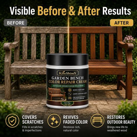 KineShineX Garden Bench Color Repair Cream: Restores Faded Colors and Scratches, Renews Outdoor Wooden Bench Furniture (1/4)