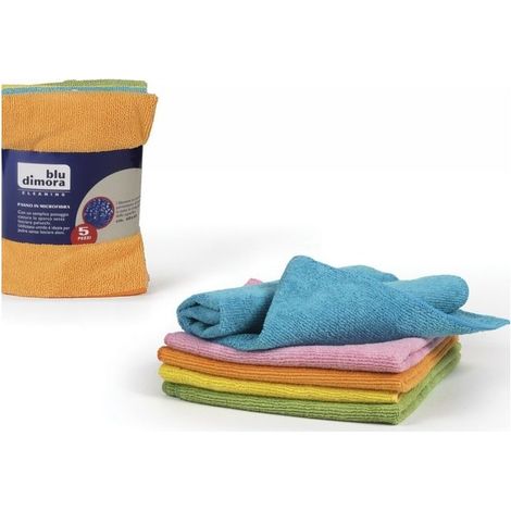 La Piacentina Panni Microfibra Blufibra Multiuso 40x40 Cm - Conf. 5 Pezzi Colori Assortiti