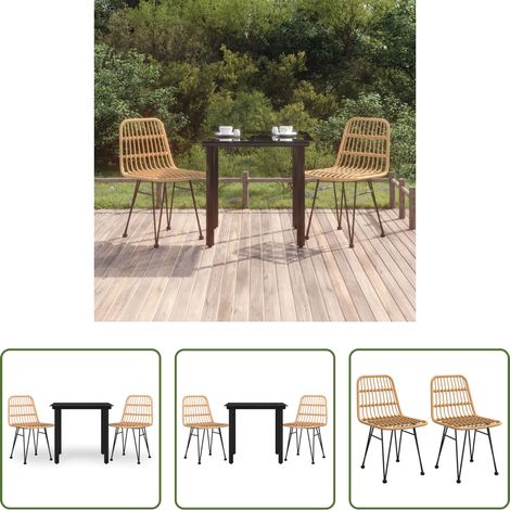 Salle à manger de jardin - Ensemble à manger de jardin 3 pcs Résine tressée (1/5)