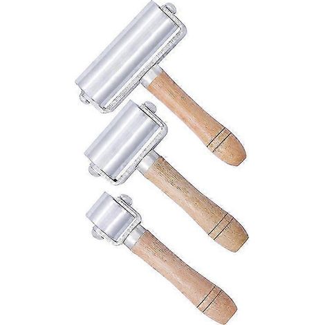 Rouleau presse-cuir avec manche en bois, rouleau à bord métallique de 26 mm pour colle et cuir (1/5)
