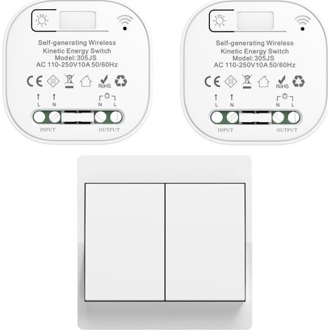 EU wireless switch without batteries kit wireless interswitch self-powered wireless two-way wireless without battery radio remote switch home lighting wireless switch (EU 2Gang 1V2 a) (1/5)