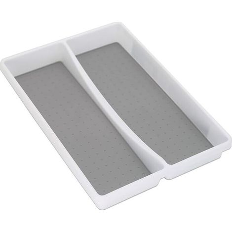 Grand range-couverts à 2 compartiments souples, blanc et gris, 2 sections (1/3)