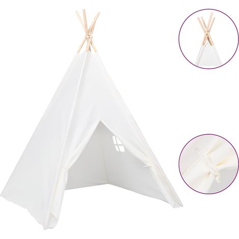 Tente tipi d'enfants avec sac Peau de pêche Blanc 120x120x150cm