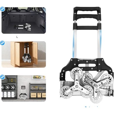 Chariot à main, design pliable, capacité de 75 kg, noir (1/5)