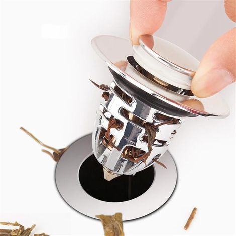 Bonde Lavabo Universel, Bouchon de Vidange Amélioré, Pull Type Bonde Evier, Accélère Le Drainage sans colmatage, pour Baignoire, Cuisine, Lavabo (1/5)