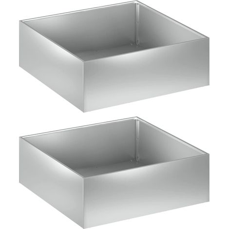 Garden Planter 2 pcs Silver 40 x 40 x 20 cm Galvanised Steel vidaXL