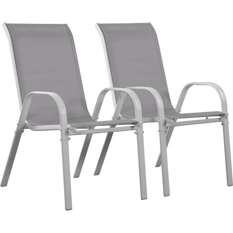 Habitat Et Jardin – Fauteuil de jardin empilable en acier et textilène – Lot de 2 – Dimensions 53.5 x 75 x 92 cm – Charge maximale 150 kg – Entretien facile (1/4)