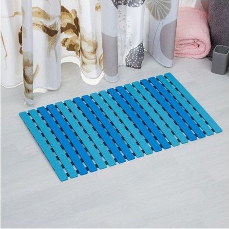 Tapis de bain avec ventouse - Pour salle de bain ou douche - Bleu marine - 40 x 63 cm,Tapis de douche antidérapant et (1/5)