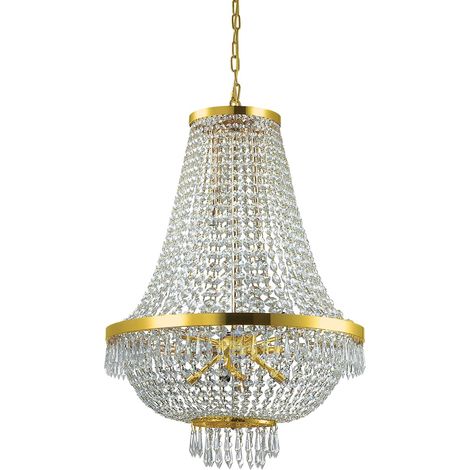 Lampadario Classico Caesar Metallo-Cristallo Oro 12 Luci G9 3W 3000K Luce Calda (1/3)