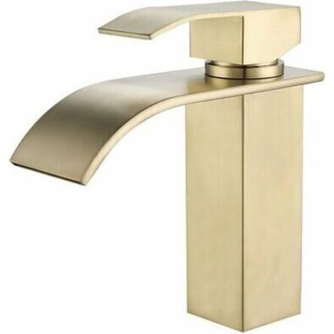 Wasserhahn Waschbecken Wasserfall Golden Modern Mischbatterie für Badezimmer Warmes und Kaltes Wasser Einstellbar--TRIMEC