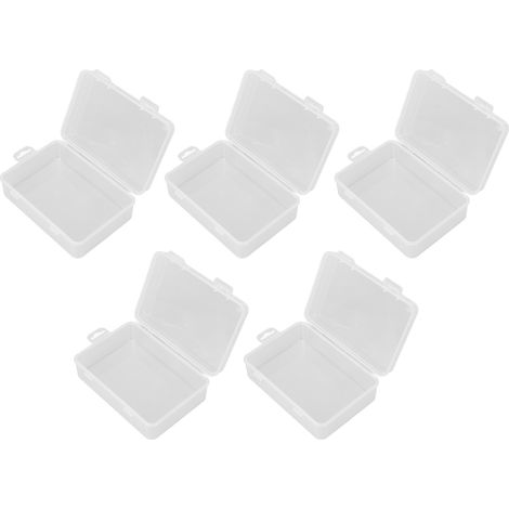 5 Pièces Boîte de Rangement Rectangulaire Transparente avec Couvercle à Charnière pour Bijoux, Artisanat et Petits Objets (1/5)