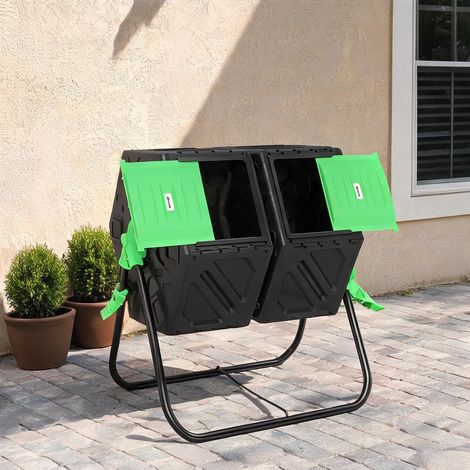 Composteur rotatif 130 L double chambre à rotation 360° (1/5)
