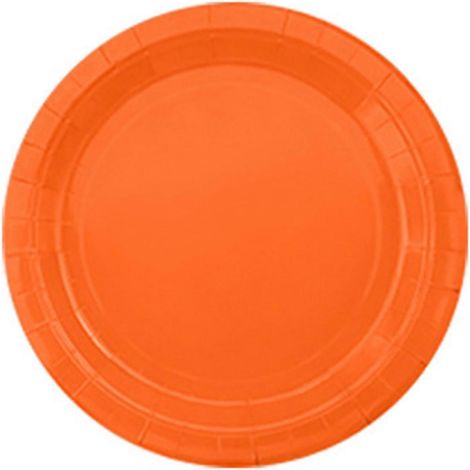Assiette en carton Macarons Série Pure Color Gâteau aux fruits Pique-nique Dessert Assiette de 23 cm Orange vif (1/5)