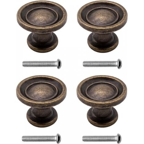 Poignées de meubles antiques, style maison de campagne, design vintage, fer bronze, meubles, armoires, commodes, buffets, 29 x 19 mm, bronze, lot de 4 (1/5)