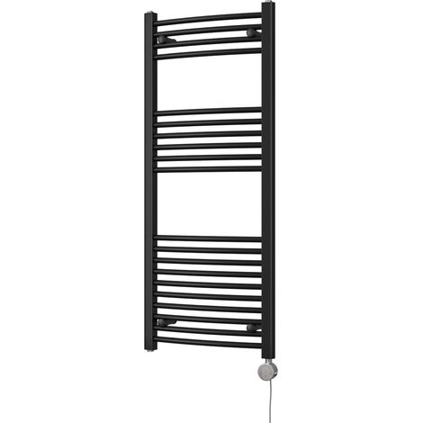 Zennor - Black Electric Towel Rail H1200mm x W500mm Curved 500w Thermostatic (1/3)