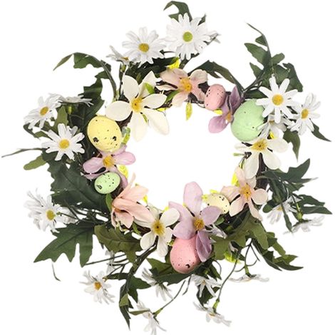 Guirlande De Porte De Pâques - Couronne De Pâques En Fibres Synthétiques Avec Nœud Papillon - Décoration Extérieure Et Intérieure - 1 Pièce (1/5)