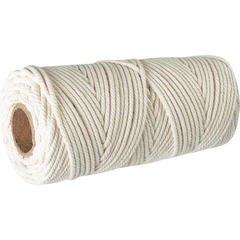 Cordon de macramé en coton de 3 mm, fil de coton de 100 m, fil de macramé 100 % naturel, cordon tressé à faire soi-même pour tapisserie végétale, suspension pour drapeau de table, loisirs créatifs déc