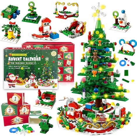 Calendrier de l'Avent 779 Éléments, Sapin de Noël avec Père Noël, Ensemble à composer pour Enfants et Adultes, Cadeau de Noël 2026 (1/5)