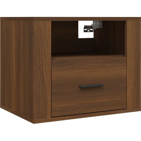 Comodino sospeso con cassetto e vano a giorno 50 x 36 x 40 cm MDF marrone DEC034277