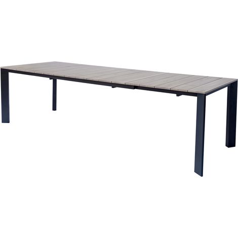 Tavolo per esterni in alluminio con top effetto legno, allungabile da 211 a 276 cm (1/5)