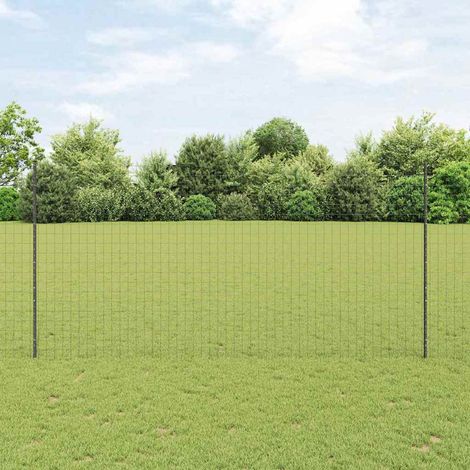 Zaun mit Pfosten Grau 1,6 x 10 m Stahl und PVC