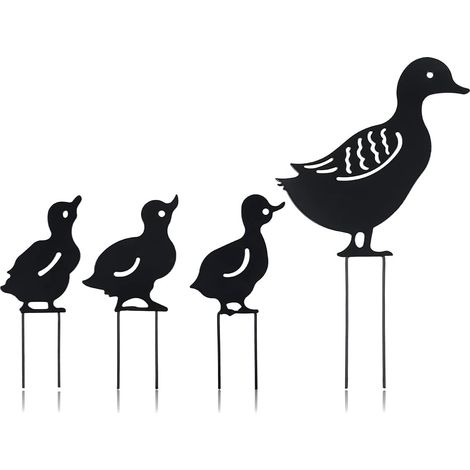 Lot de 4 silhouettes d'animaux à planter dans le jardin, en métal, pour une décoration artistique. (1/5)