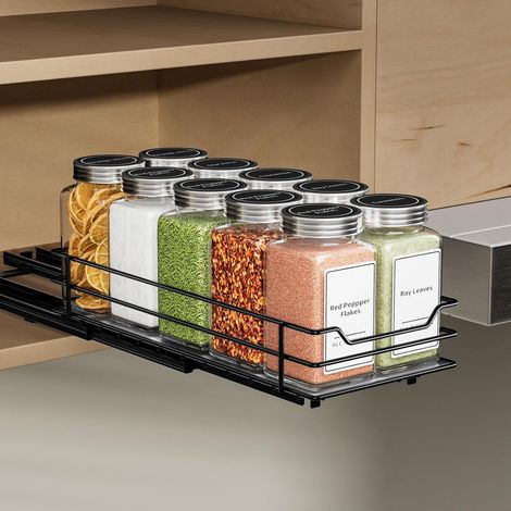 Étagère à Épices, Organisateur de Placard, Porte epice pour Rangement Placard Cuisine, Rangement Et Organisation De Cuisine, Noir P26.4L11.8H5.6CM (1/5)