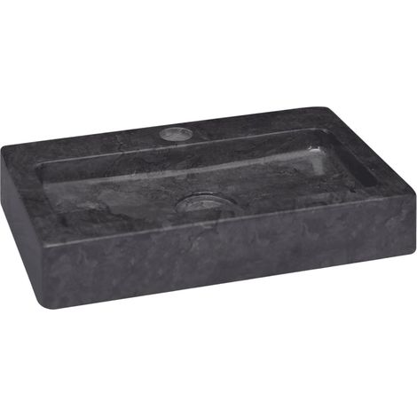 Lavabo Bagno ,Lavandino da appoggio Nero 38x24x6,5 cm in Marmo ITD34055 (1/5)