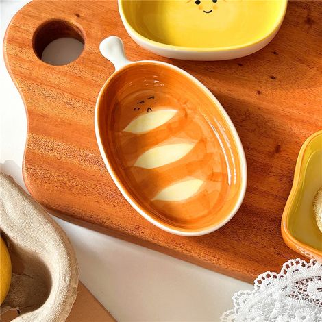 (Baguette de 10 cm) Petit plat japonais en céramique pour trempette à sushis, adorable mini-assiette en forme de pain