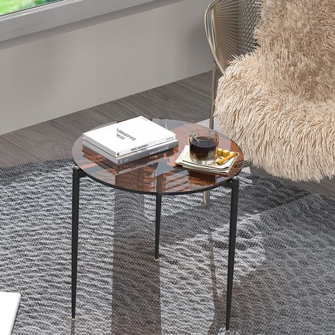 Luxury Coffee Table Sofa Side Table Thick Tempered Glass Top Lounge Living Room, Tea Colour (1/5)
