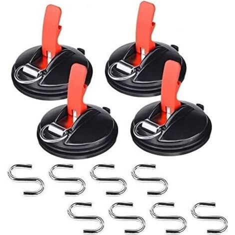 Set mit 4 Auto-Saugnäpfen und 8 S-Haken, multifunktionale Saugnäpfe, Auto-Befestigungswerkzeug, Gepäckabdeckungen, Auto-Gummiseile