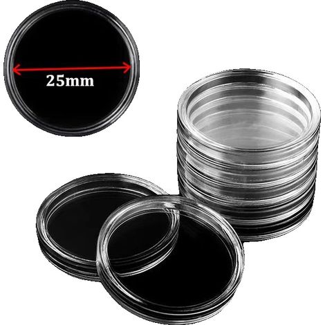 Caja para guardar monedas, transparente, de plástico resistente, de 25 mm, 25 unidades. (1/2)