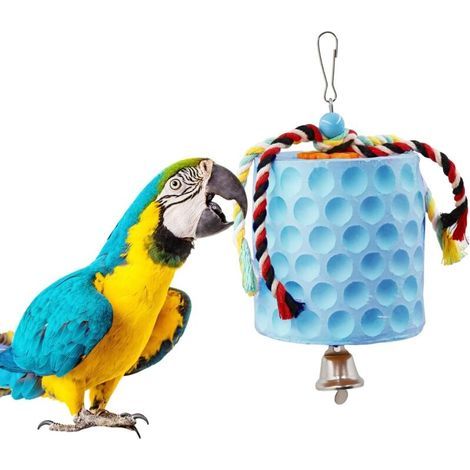 Extra großes Kauspielzeug für Vögel, Kalzium-Schnabelstein mit Glöckchen, Käfigzubehör, Spielzeug für Wellensittiche, Papageien, Hamster, Kaninchen und Chinchillas. (1/4)