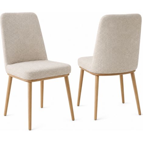 Pack de 4 sillas STACY de 43x47x88 cm con patas aserradas, marfil y tejido acolchado (1/4)