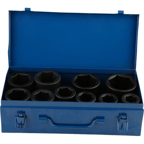 Jeu de 10 douilles à choc longues métriques 1 pouce, 25mm, pour clé à chocs, acier chromé (1/5)